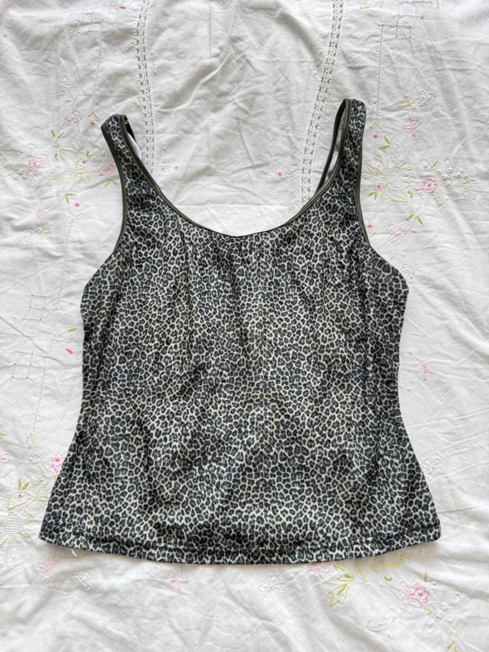 Leopard Print Women's Tank Top - Black/Green
